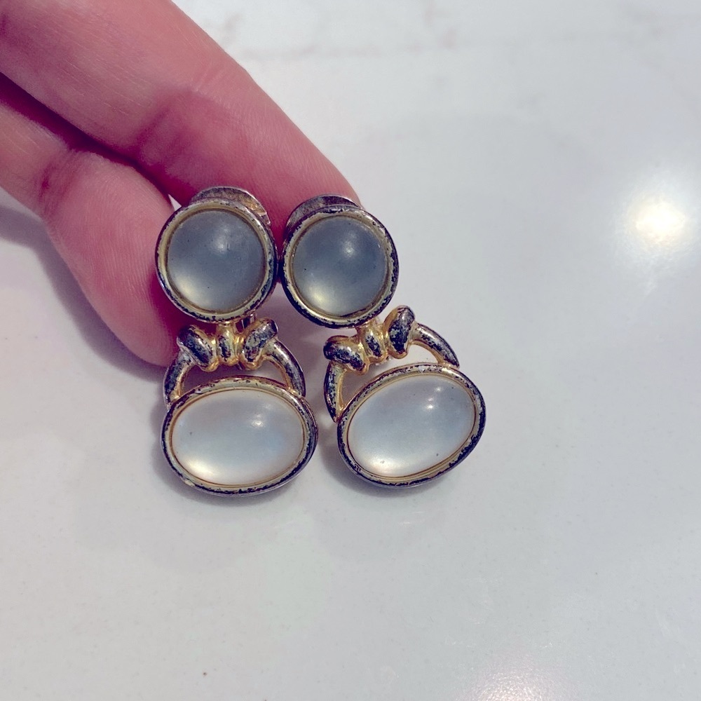 Vintage Monet Elegant Gold and Silver Women's Earrings